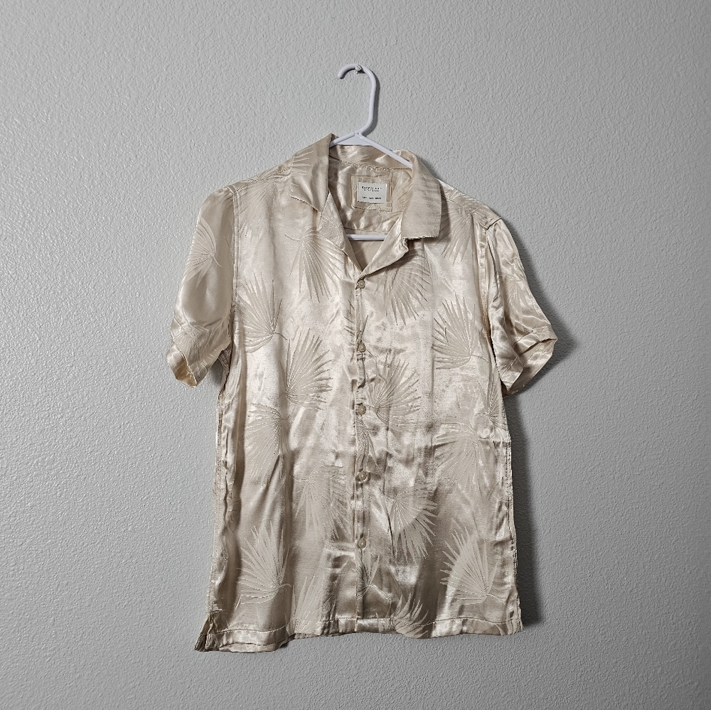 Cactus Man  Men's Cream Short Sleeve Shirt Sz S